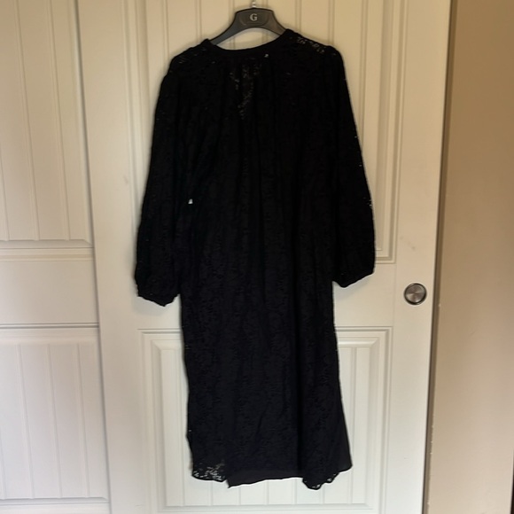 NWT Treasure Bond Lace Lined Peasant Midi Dress Black V-Neck Long Sleeve Small - Picture 8 of 15